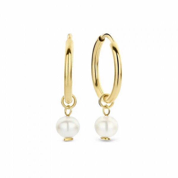 Belleville Luna creoli in oro 14 carati con perla d'acqua dolce